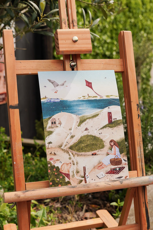 “Stranddag” – A5 Illustratie Print | Art Print op 300gsm Tintoretto Gesso