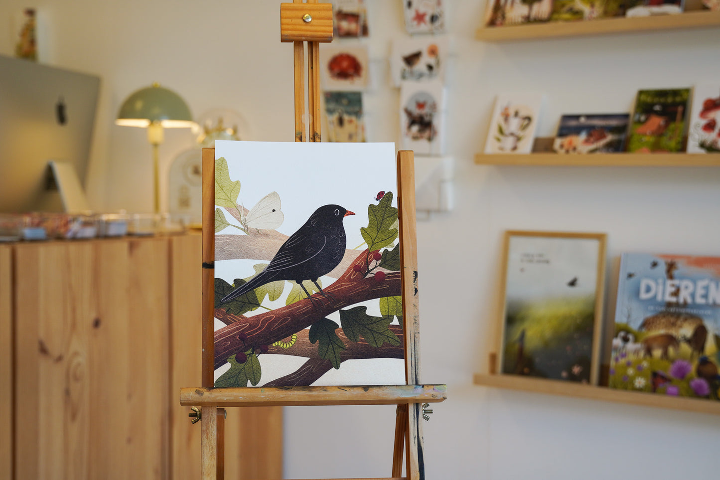 “Mereltje” – A4 Art Print | Illustratie Poster op 300gsm Tintoretto Gesso