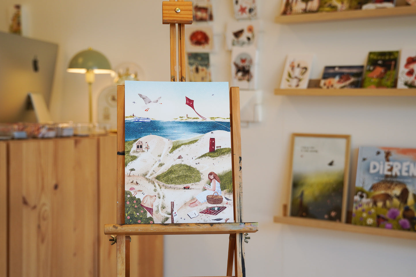 “Stranddag” – A4 Art Print | Illustratie Poster op 300gsm Tintoretto Gesso