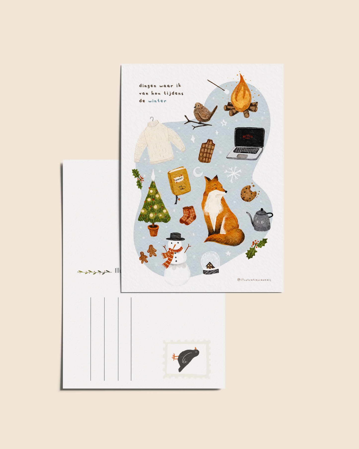 Ansichtkaart 'Winterdingen', A6