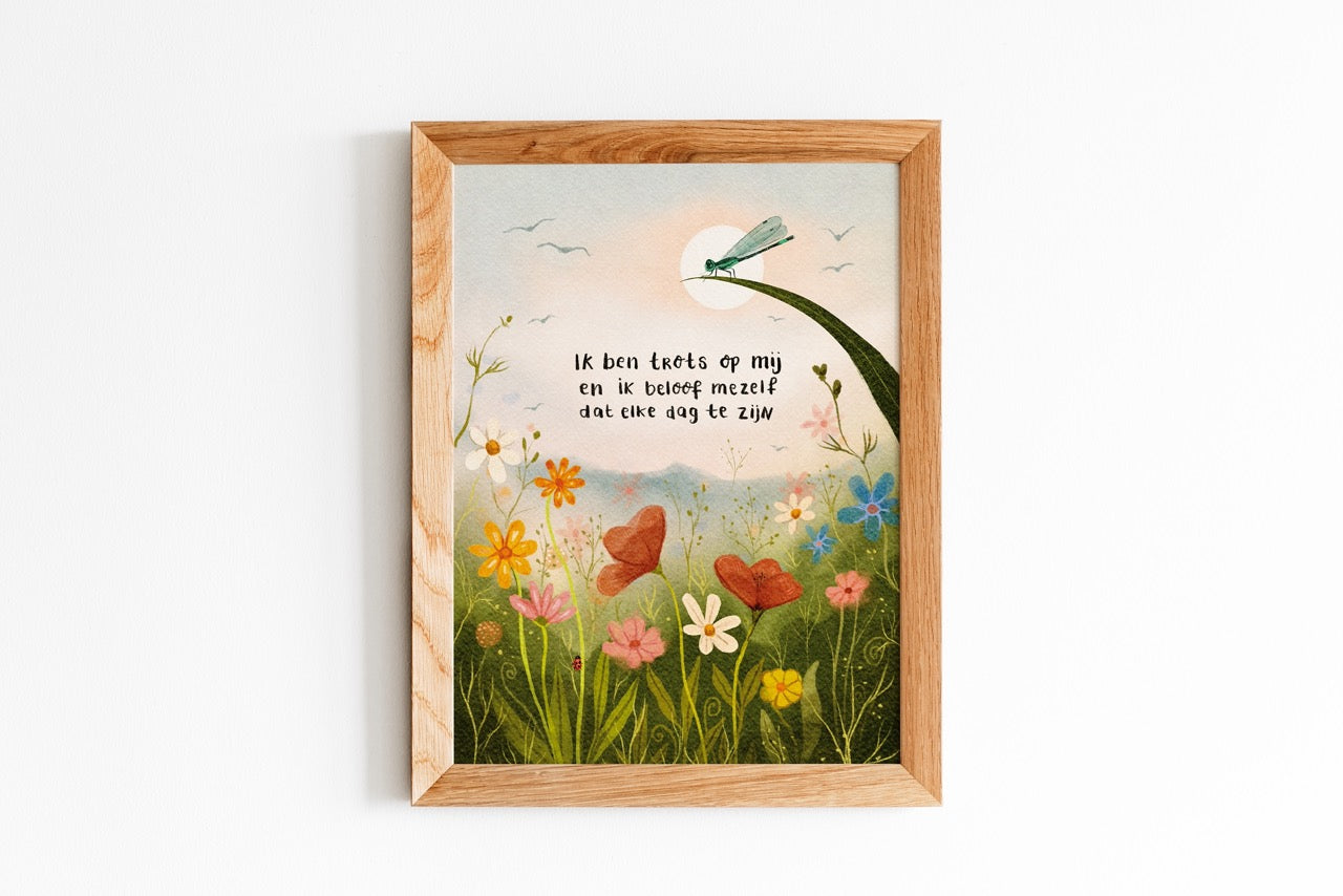 “Ik ben trots op mij” – A4 Art Print | Illustratie Poster op 300gsm Tintoretto Gesso