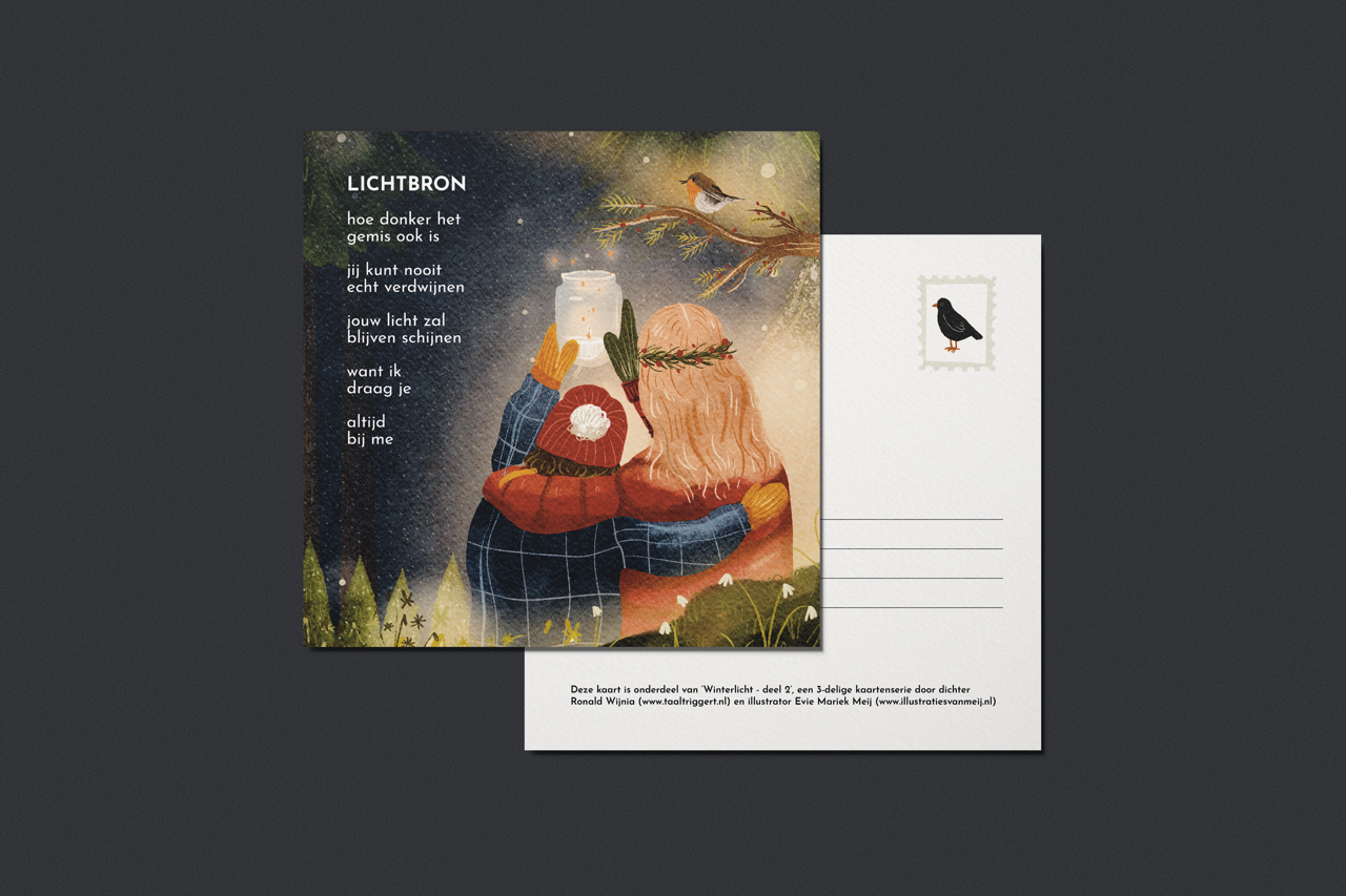 Ansichtkaart 'Lichtbron', 13x13 cm