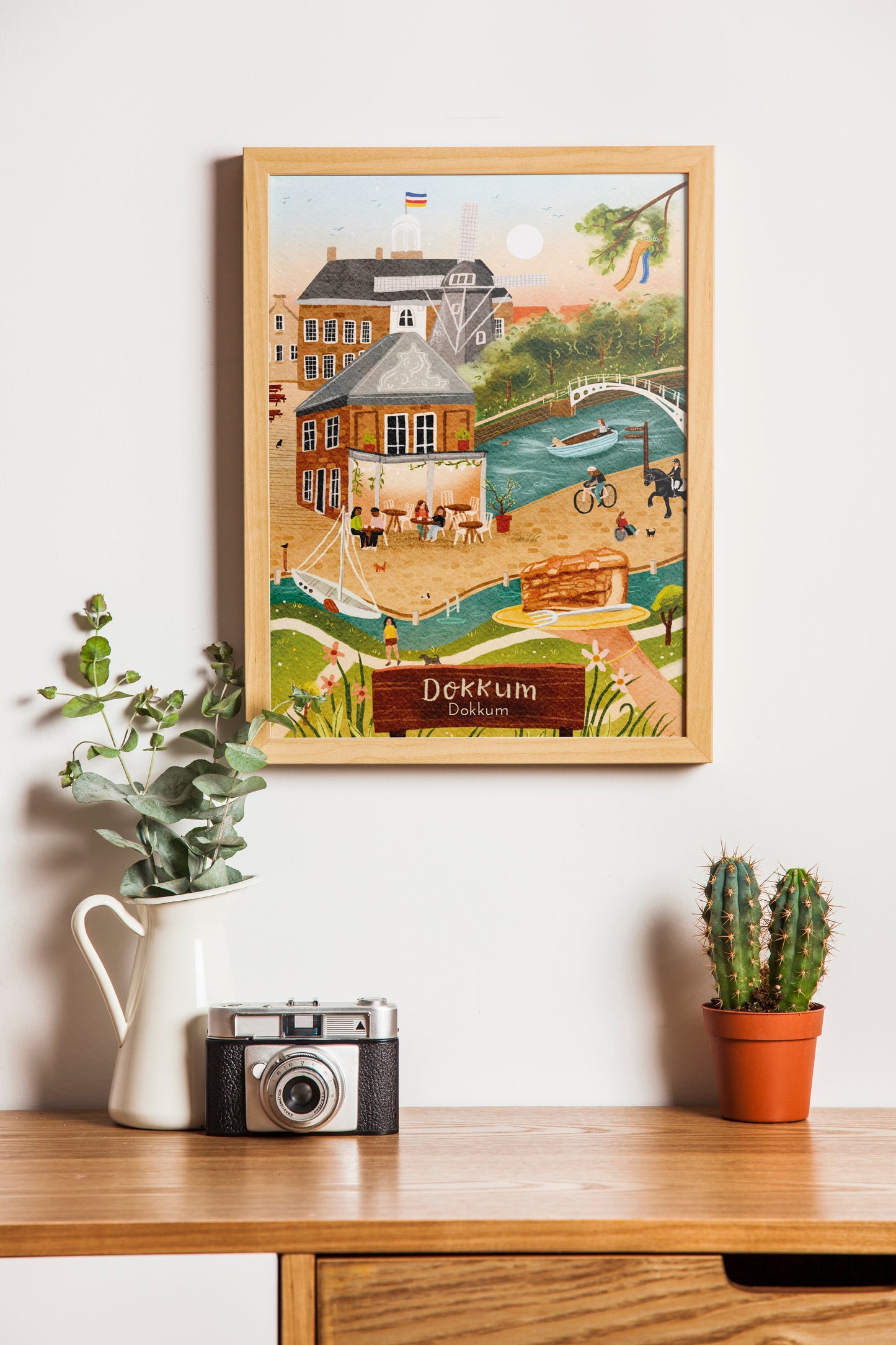 “Dokkum” – A3 Illustratie Print | Art Print op 300gsm Tintoretto Gesso | Elfstedenset