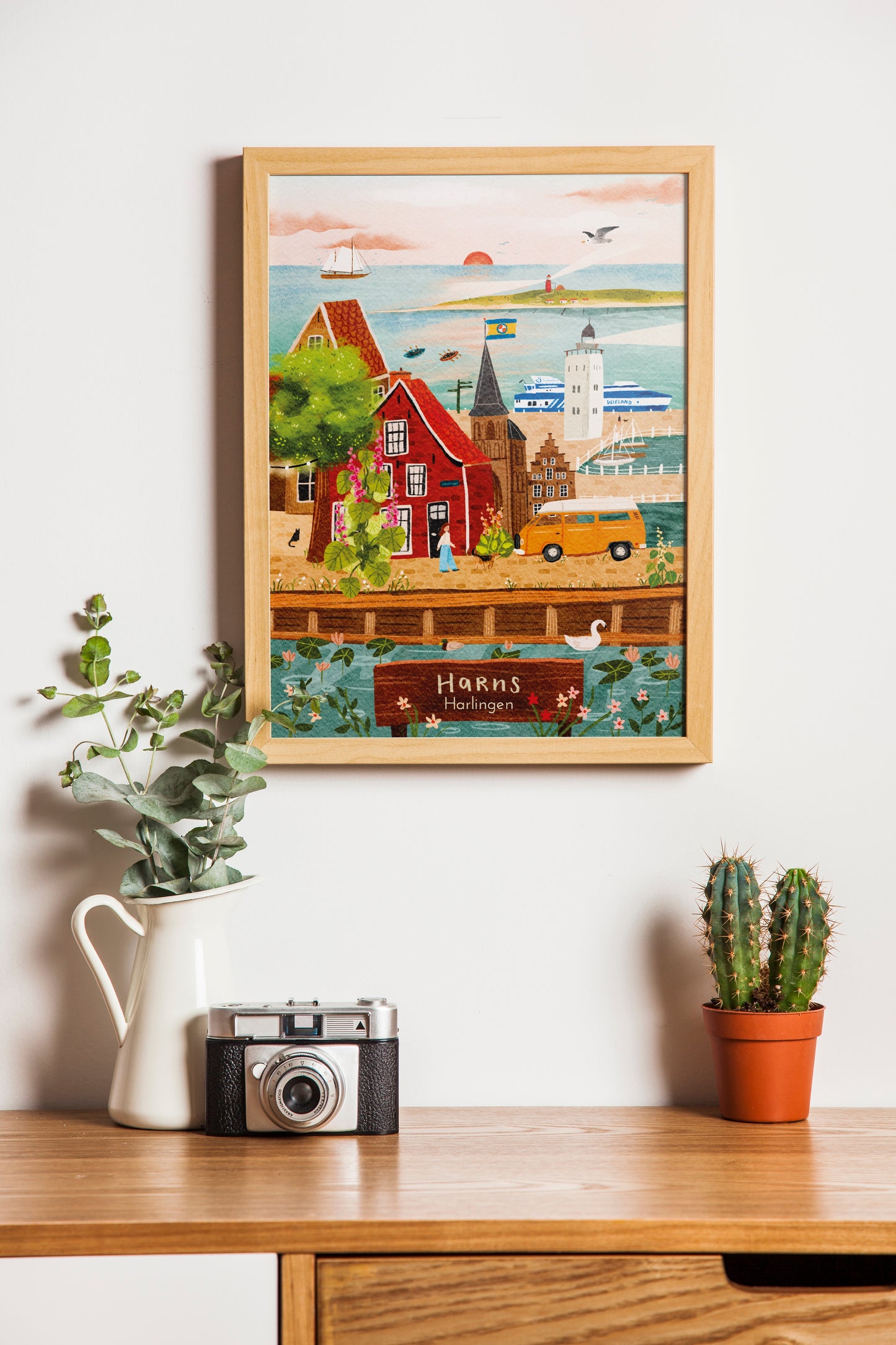 “Harlingen” – A3 Illustratie Print | Art Print op 300gsm Tintoretto Gesso | Elfstedenset