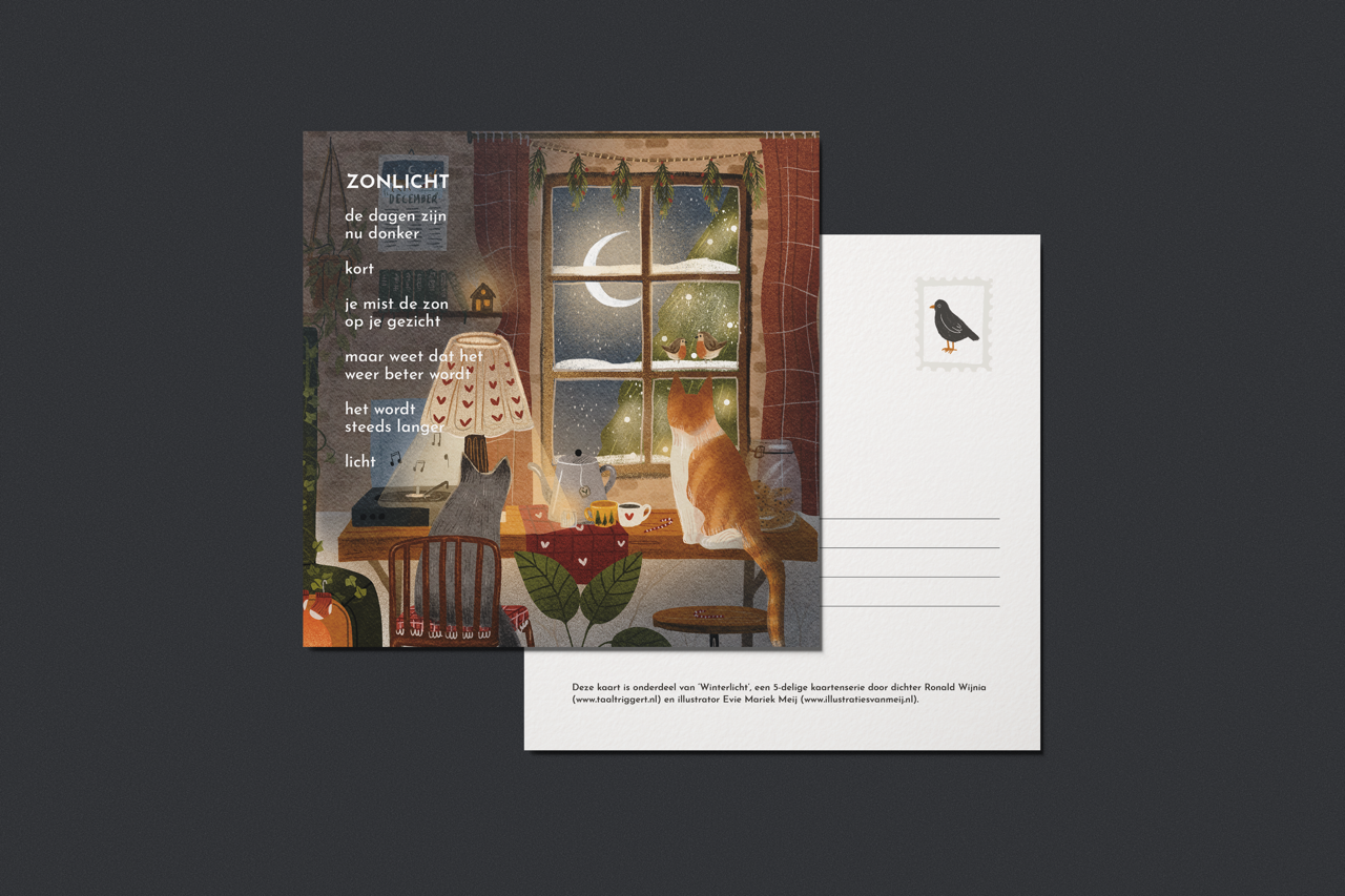 Ansichtkaart 'Zonlicht', 13x13 cm