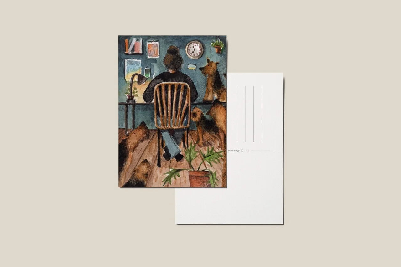 Ansichtkaart 'Vijf honden', A6