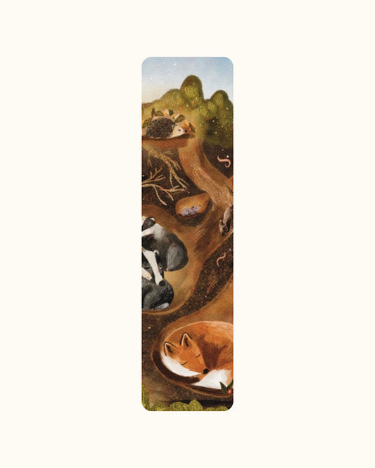 “Bosdieren onder de grond” – Geïllustreerde Boekenlegger | 300gsm Tintoretto Gesso