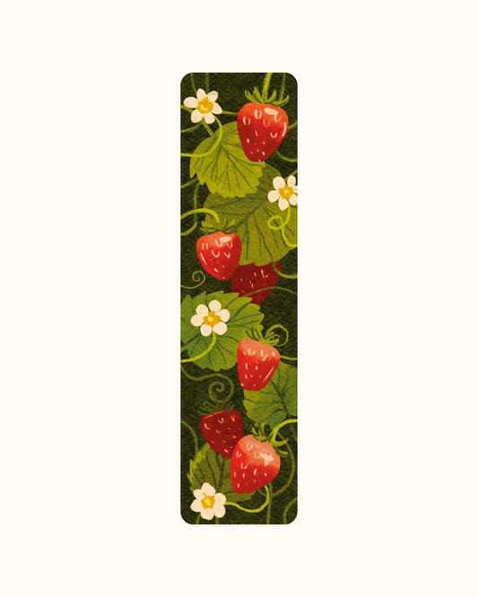“Aardbeien” – geïllustreerde Boekenlegger | Gedrukt op 300gsm Tintoretto Gesso Papier