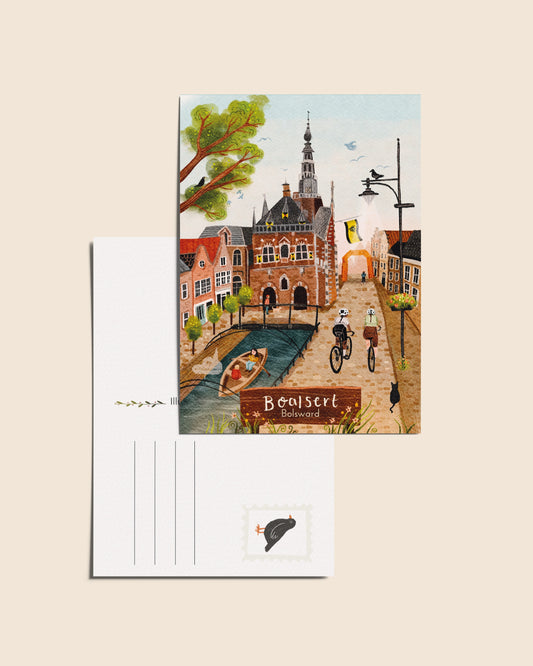“Bolsward” – A6 Geïllustreerde Ansichtkaart | 350gsm Tintoretto Gesso | Elfstedenserie