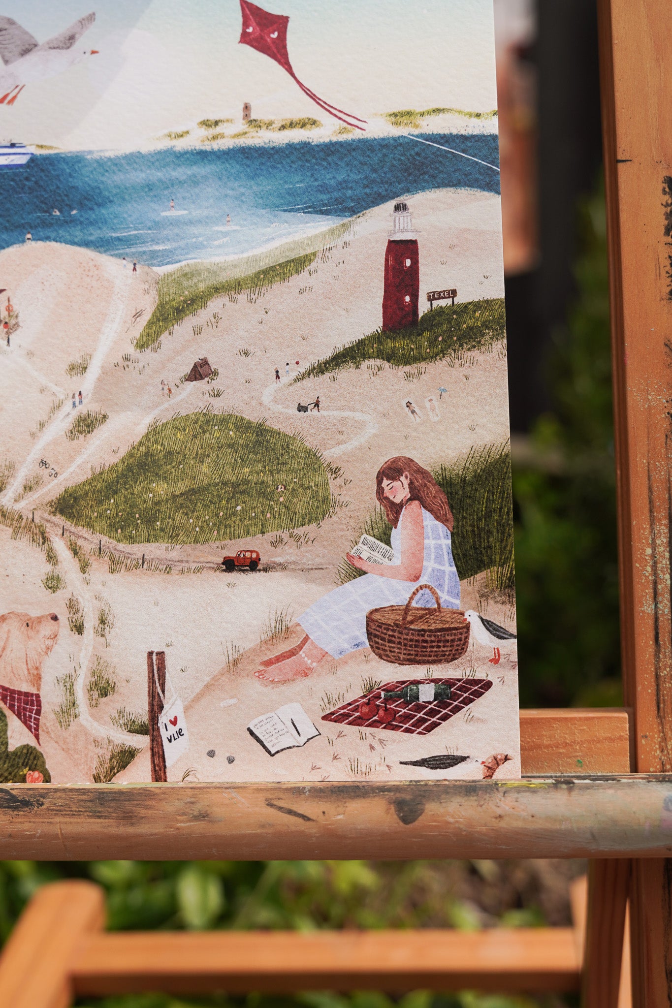 “Stranddag” – A5 Illustratie Print | Art Print op 300gsm Tintoretto Gesso