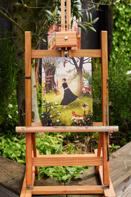 “Dansen in de tuin” – A5 Illustratie Print | Art Print op 300gsm Tintoretto Gesso