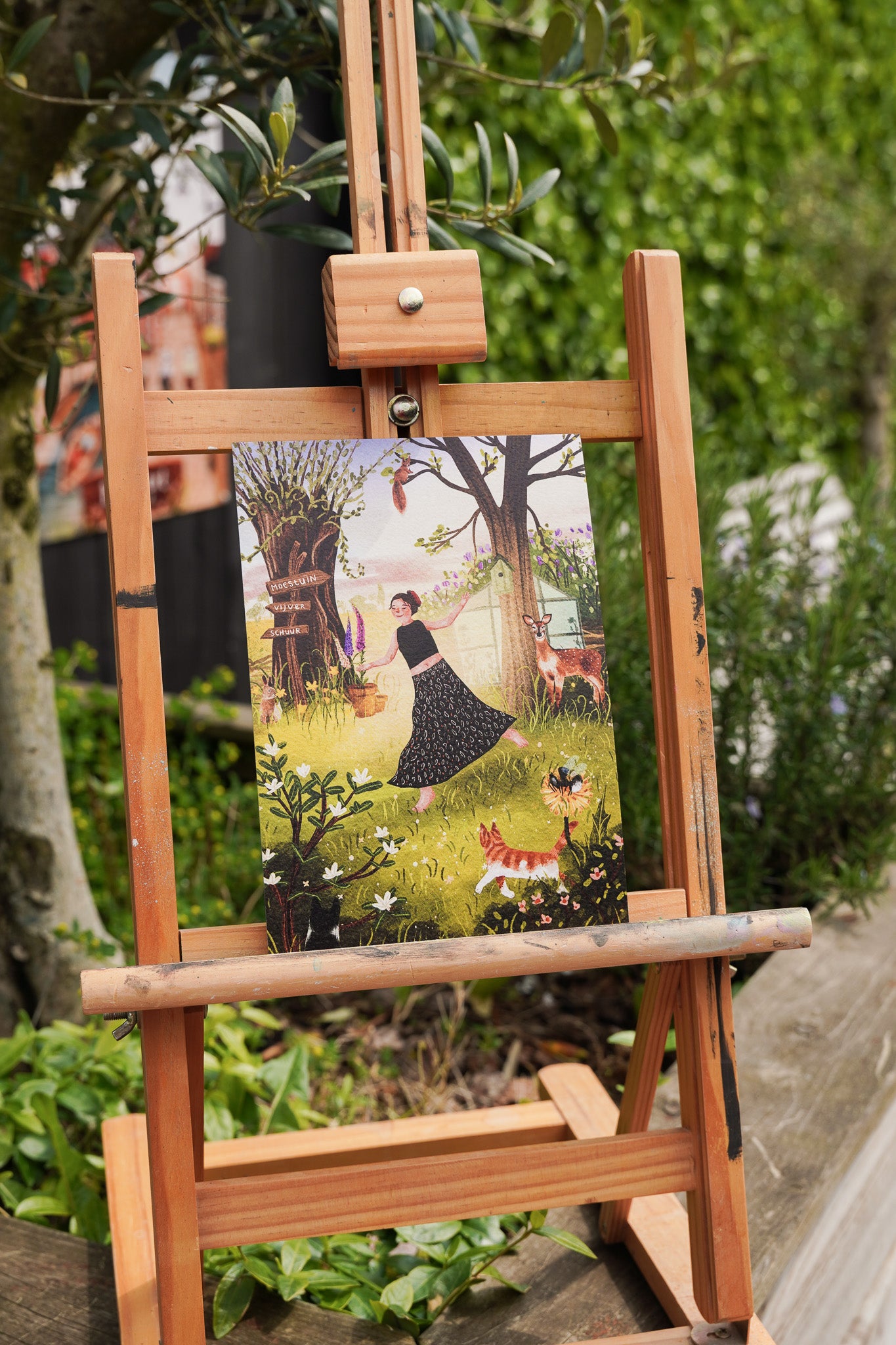 “Dansen in de tuin” – A5 Illustratie Print | Art Print op 300gsm Tintoretto Gesso