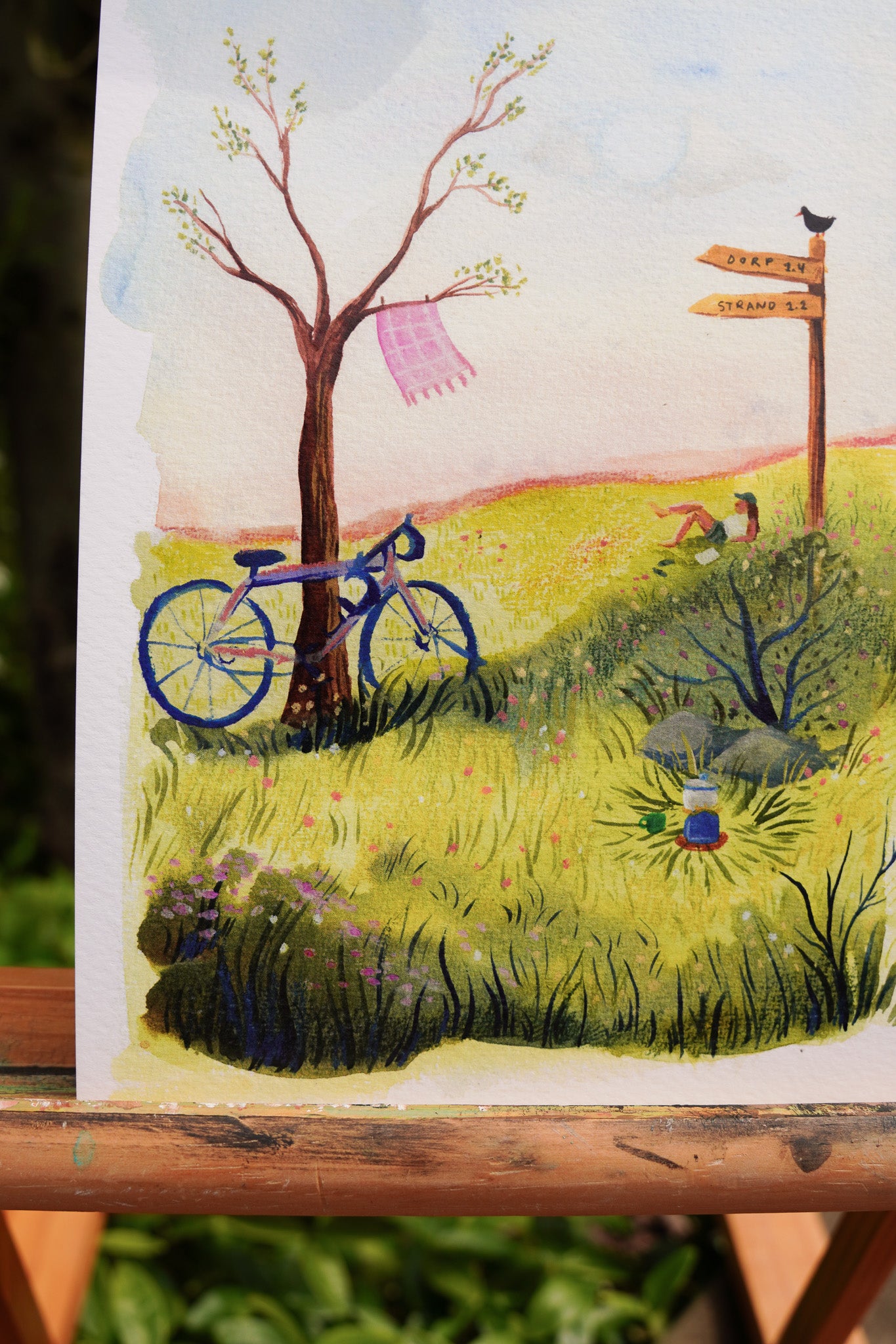 “Fietspauze” – A5 Illustratie Print | Art Print op 300gsm Tintoretto Gesso