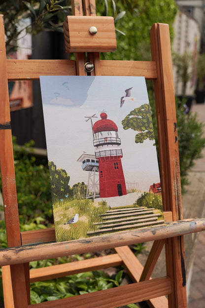 “Vuurtoren Vlieland overdag” – A5 Illustratie Print | Art Print op 300gsm Tintoretto Gesso