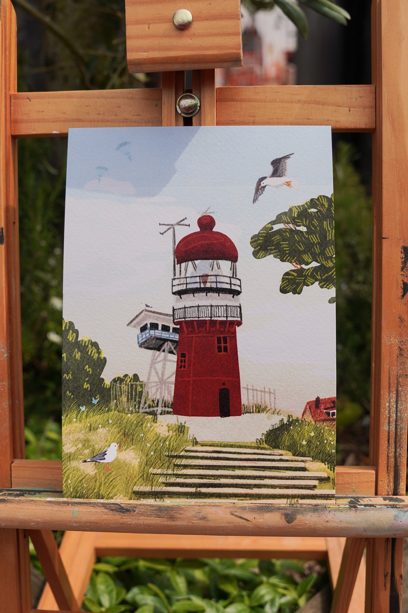 “Vuurtoren Vlieland overdag” – A5 Illustratie Print | Art Print op 300gsm Tintoretto Gesso