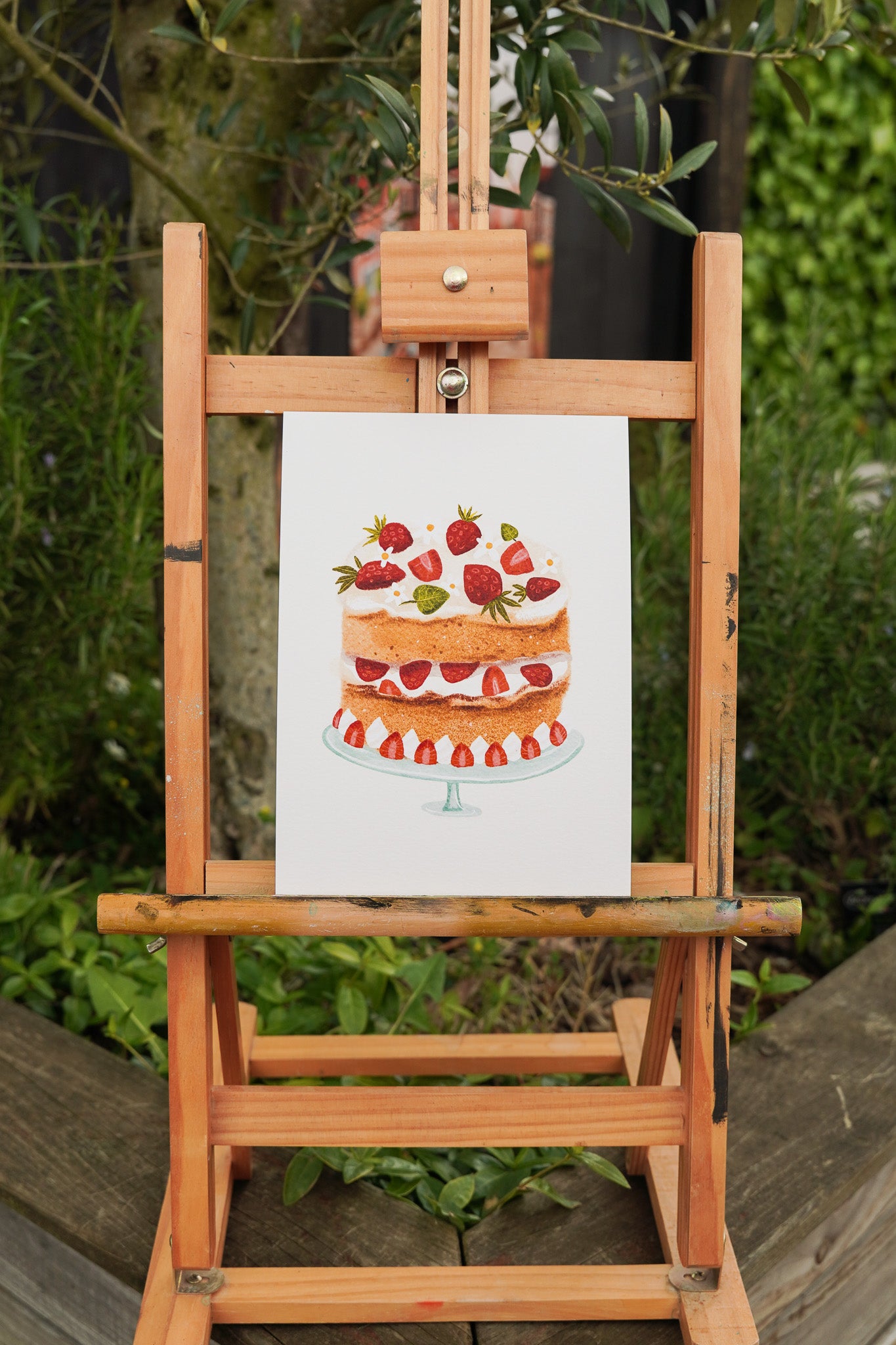 “Aardbeientaart” – A5 Illustratie Print | Art Print op 300gsm Tintoretto Gesso (kopie)
