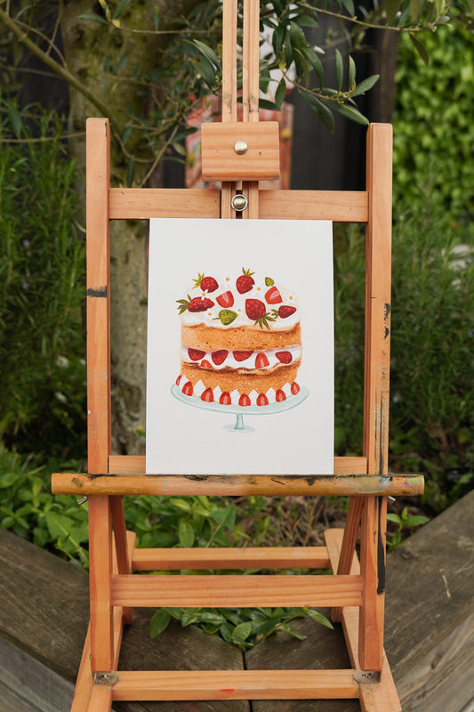 “Aardbeientaart” – A5 Illustratie Print | Art Print op 300gsm Tintoretto Gesso (kopie)