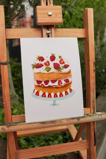 “Aardbeientaart” – A5 Illustratie Print | Art Print op 300gsm Tintoretto Gesso (kopie)