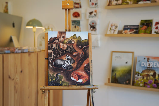 “Bosdieren onder de grond” – A4 Art Print | Illustratie Poster op 300gsm Tintoretto Gesso
