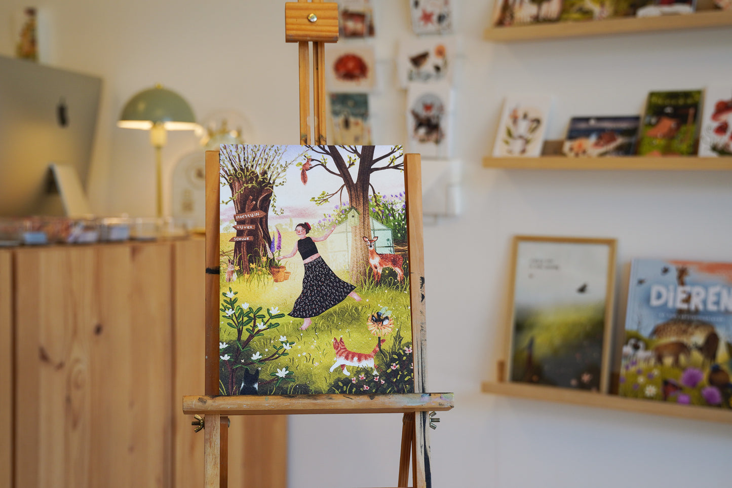 “Dansen in de tuin” – A4 Art Print | Illustratie Poster op 300gsm Tintoretto Gesso