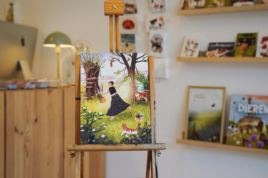 “Dansen in de tuin” – A4 Art Print | Illustratie Poster op 300gsm Tintoretto Gesso