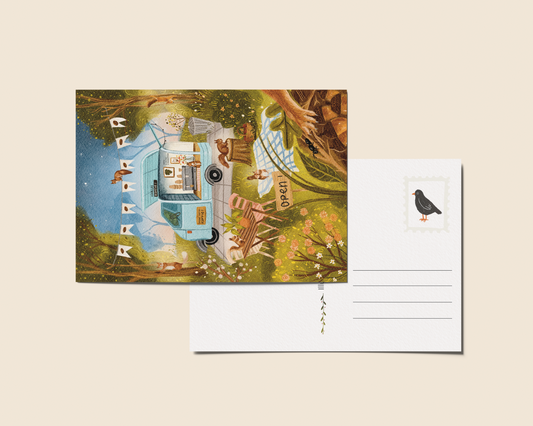 Ansichtkaart 'De eekhoorntjes piaggo', A6