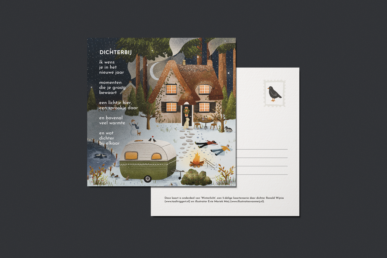 Ansichtkaart 'Dichterbij', 13x13 cm