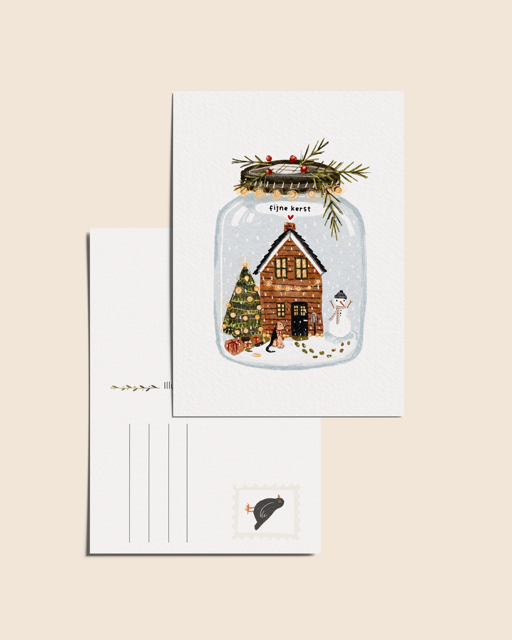 Ansichtkaart 'Kerststolp wens', A6