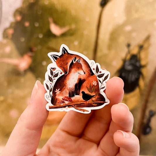 Sticker 'Vosjes', 5 x 4.5 cm