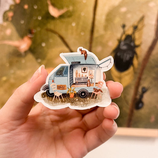 Sticker 'De eekhoorntjes piaggo', 5 x 6 cm