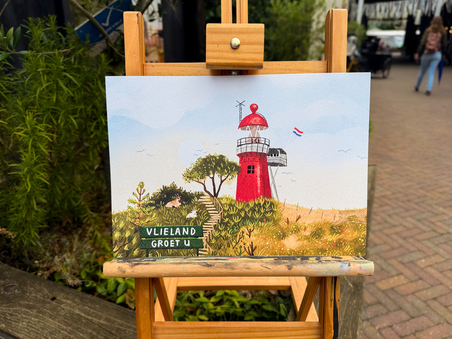 “Vlieland groet u!” – A4 Art Print | Illustratie Poster op 300gsm Tintoretto Gesso