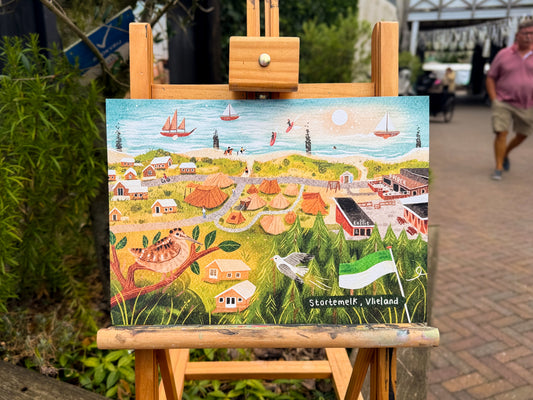 “Kampeerterrein Stortemelk” – A4 Art Print | Illustratie Poster op 300gsm Tintoretto Gesso