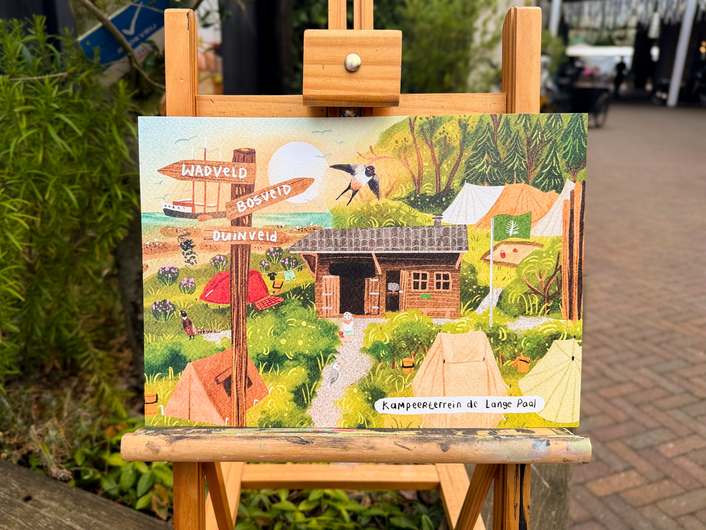 “Kampeerterrein de Lange Paal, Vlieland” – A4 Art Print | Illustratie Poster op 300gsm Tintoretto Gesso