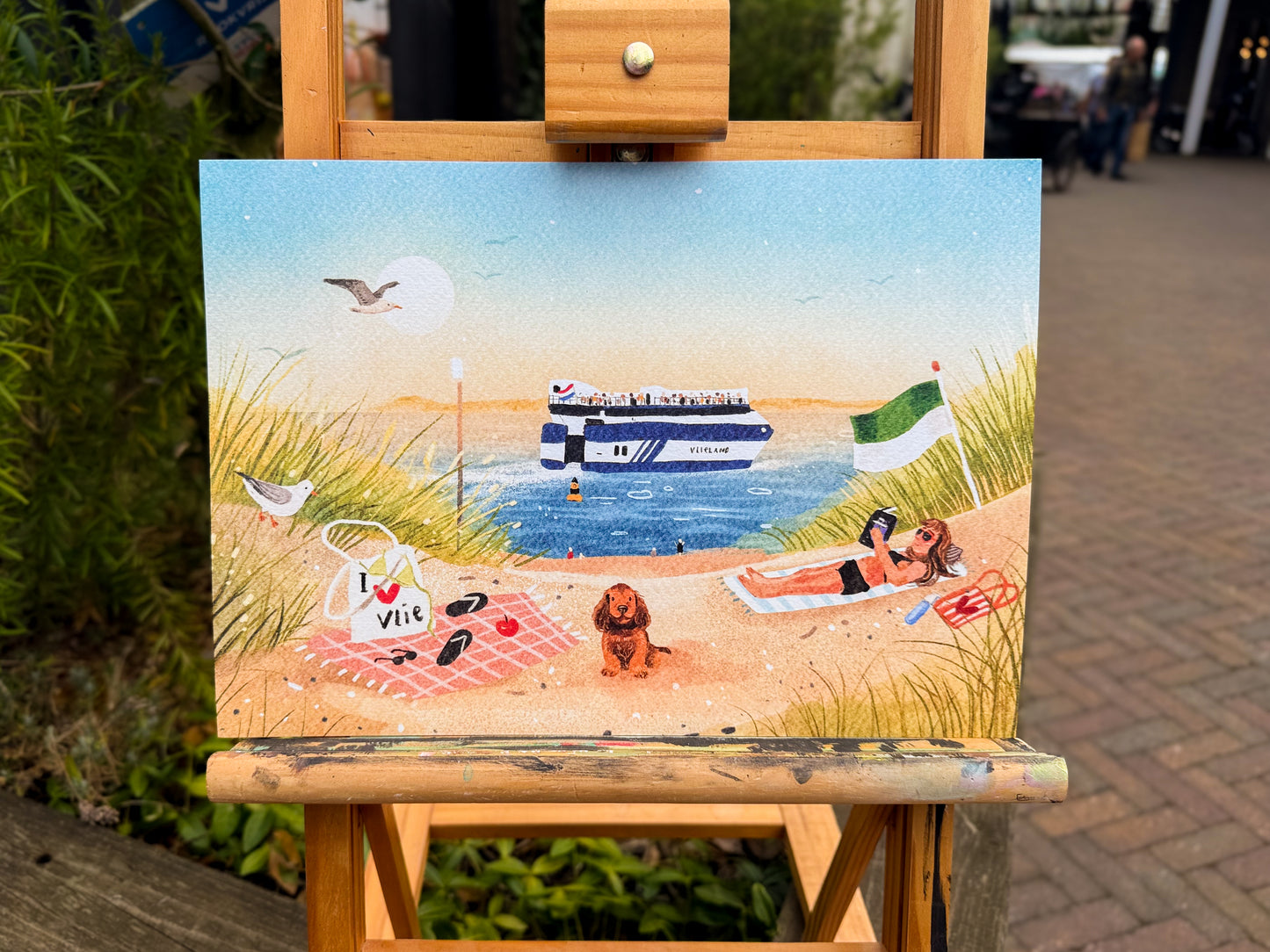 “De boot door de duinen” – A4 Art Print | Illustratie Poster op 300gsm Tintoretto Gesso
