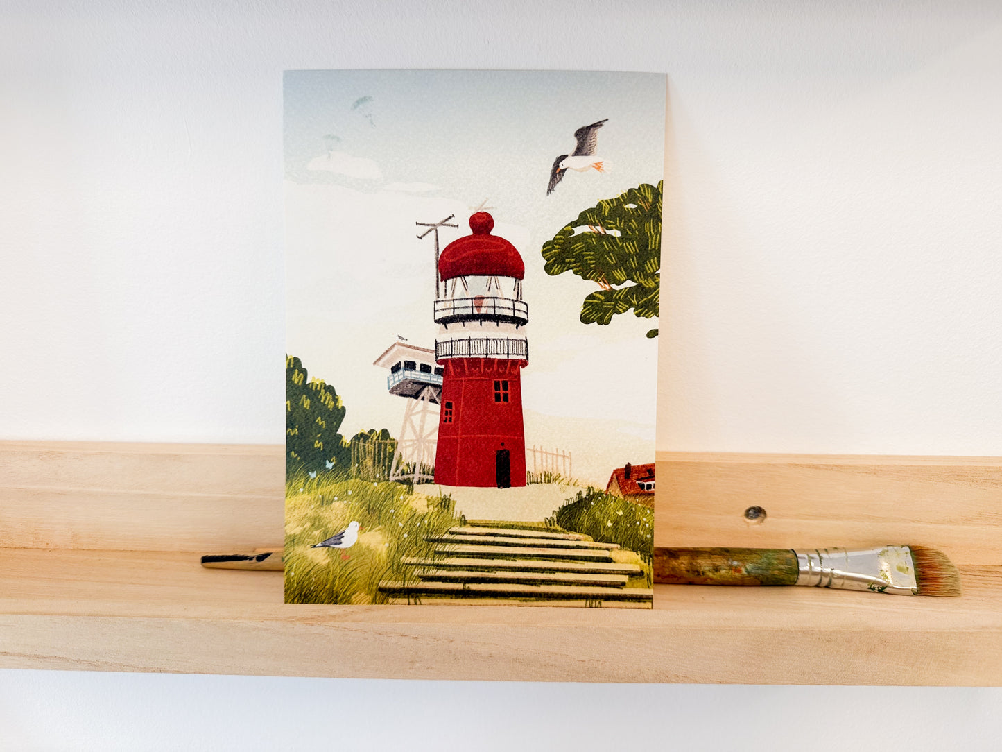 “Vuurtoren Vlieland” – A5 Art Print | Illustratie Poster op 300gsm Tintoretto Gesso