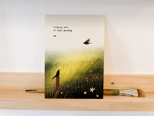 “Rustig aan is snel genoeg” – A5 Illustratie Print | Art Print op 300gsm Tintoretto Gesso