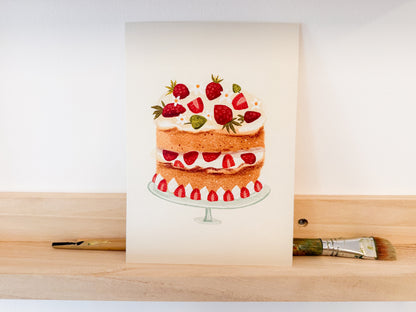 “Aardbeientaart” – A5 Illustratie Print | Art Print op 300gsm Tintoretto Gesso (kopie)