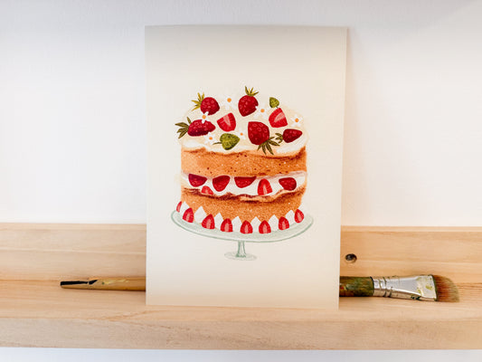 “Aardbeientaart” – A5 Illustratie Print | Art Print op 300gsm Tintoretto Gesso (kopie)