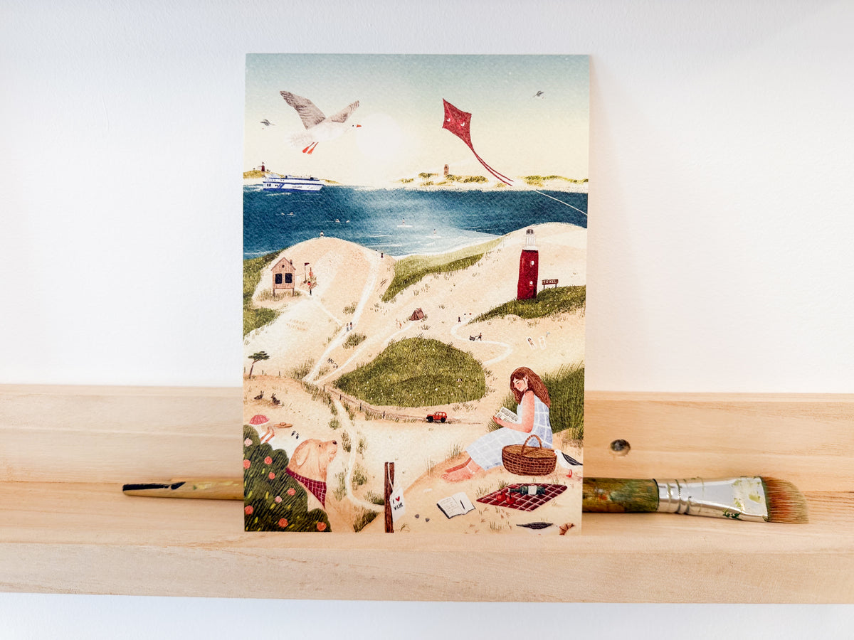 “Stranddag” – A5 Illustratie Print | Art Print op 300gsm Tintoretto Gesso
