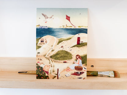 “Stranddag” – A5 Illustratie Print | Art Print op 300gsm Tintoretto Gesso