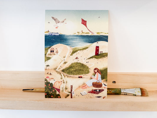 “Stranddag” – A5 Illustratie Print | Art Print op 300gsm Tintoretto Gesso