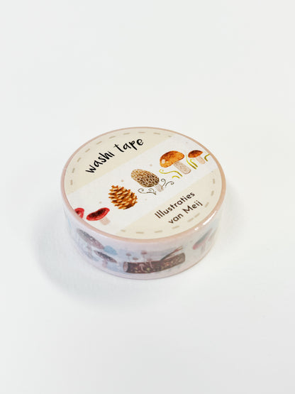 “Paddenstoelen” Washi Tape – Decoratieve Masking Tape | 15 mm × 10 m