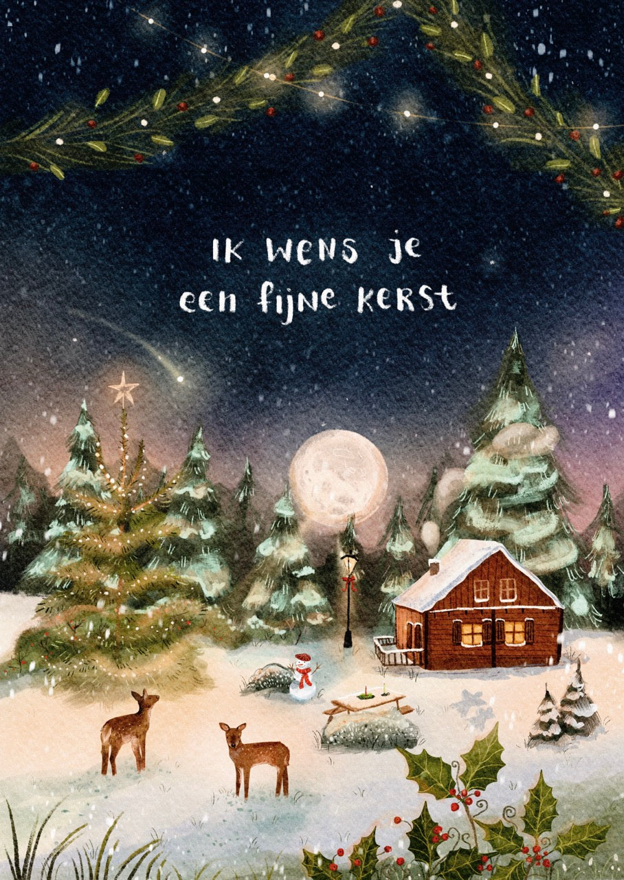 Gevouwen kaart 'Ik wens je een fijne kerst', A6
