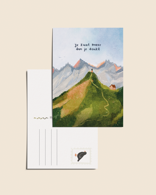“Je kunt meer dan je denkt” – A6 Geïllustreerde Ansichtkaart | 350gsm Tintoretto Gesso