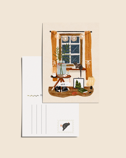 Ansichtkaart 'Gezellige woonkamer', A6