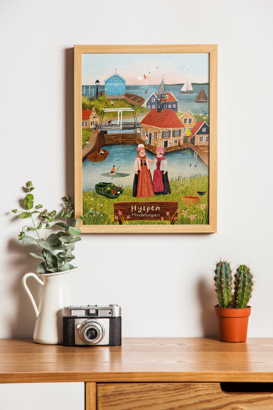 “Hindeloopen” – A3 Illustratie Print | Art Print op 300gsm Tintoretto Gesso | Elfstedenset