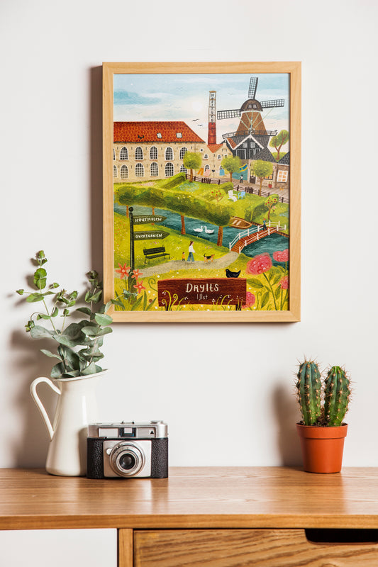 “IJlst” – A5 Illustratie Print | Art Print op 300gsm Tintoretto Gesso | Elfstedenset