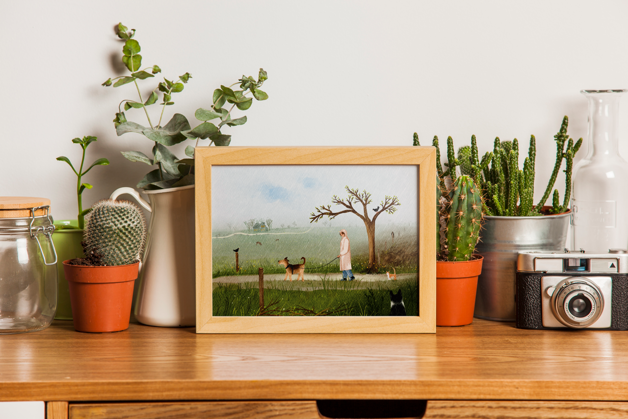 Print 'Rainy Walk', A4 formaat