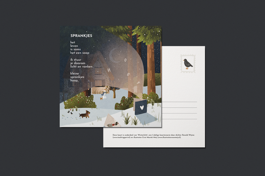 Ansichtkaart 'Sprankjes', 13x13 cm