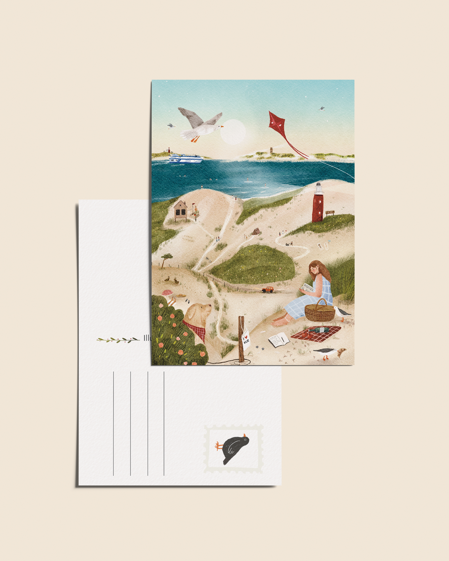 Ansichtkaart 'Stranddag', A6